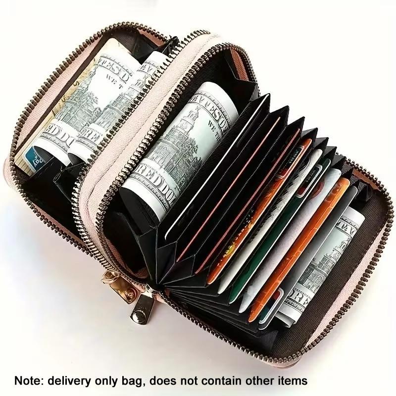 Large Capacity Card Holder Wallet With Double Zipper PU Leather Organizer For Women Men 6