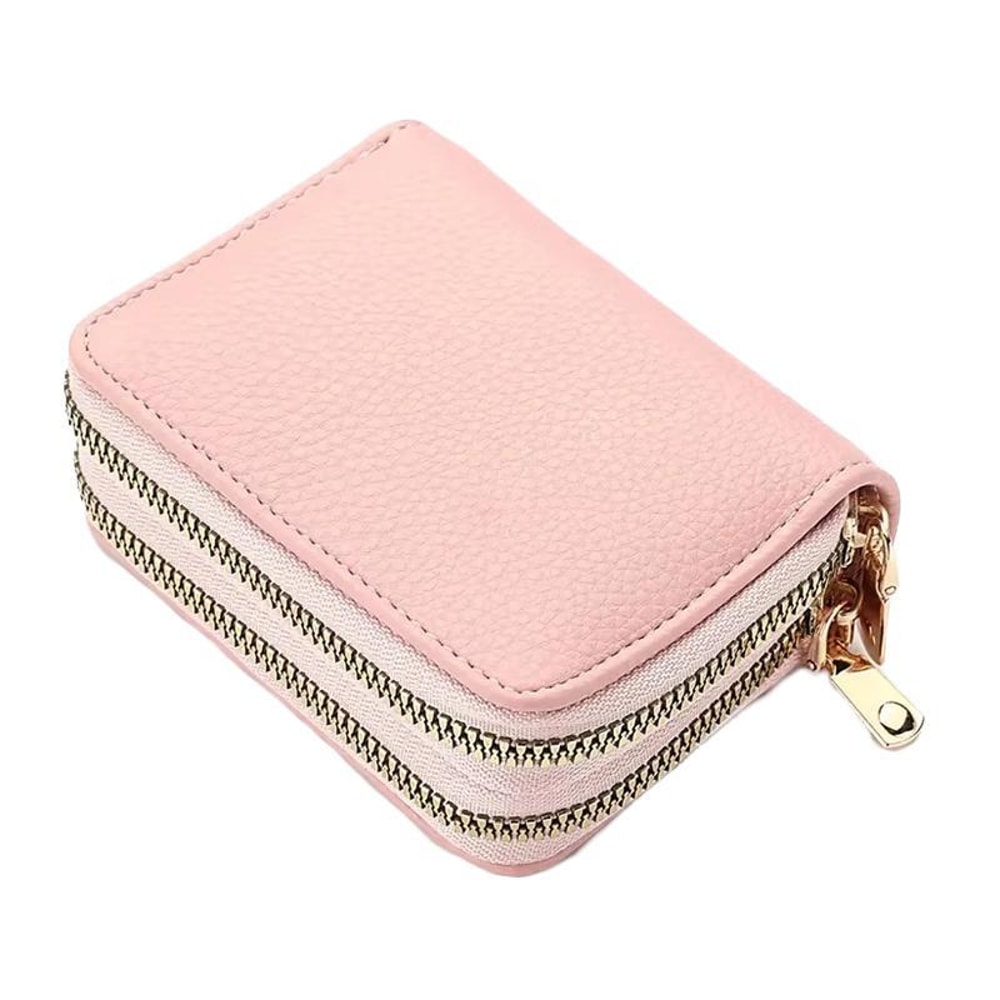 Large Capacity Card Holder Wallet With Double Zipper PU Leather Organizer For Women Men 9