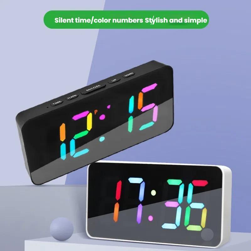 RGB Digital Alarm Clock With Dual Alarms 11 Color LED Display Adjustable Brightness 1