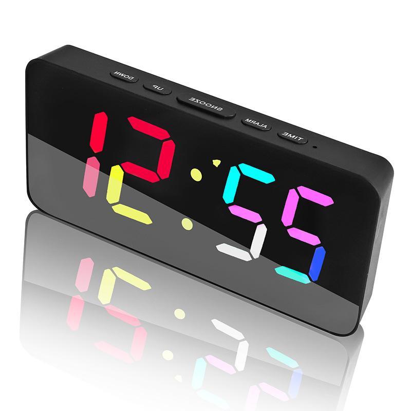 RGB Digital Alarm Clock with Dual Alarms, 11 Color LED Display & Adjustable Brightness