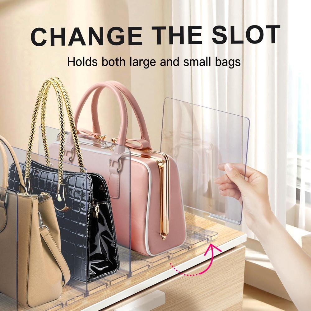 Adjustable Closet Shelf Dividers for Handbags and Purses Storage Organizer