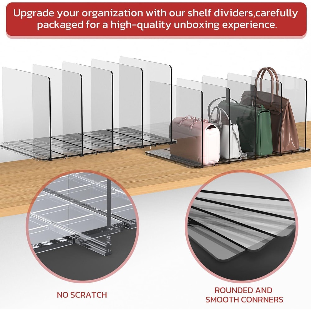 Adjustable Closet Shelf Dividers for Handbags and Purses Storage Organizer