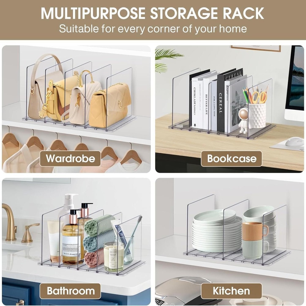 Adjustable Closet Shelf Dividers for Handbags and Purses Storage Organizer