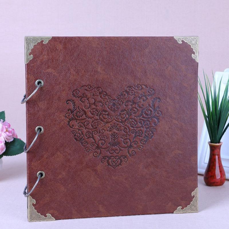 Vintage Leather Scrapbook Album 16 Inch DIY Memory Photo Binder Random Color