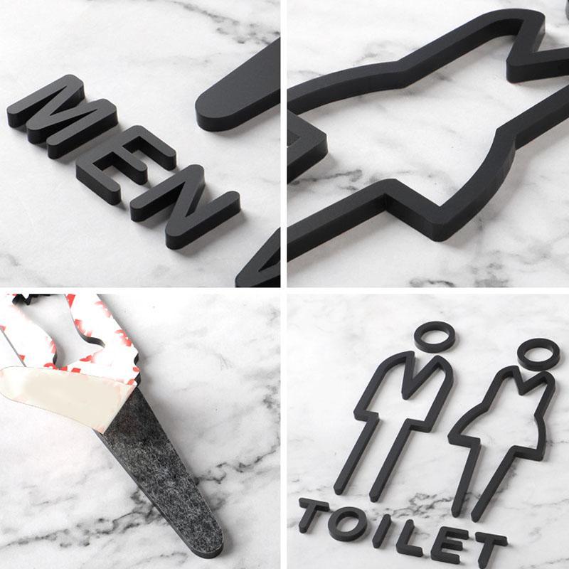 Modern Acrylic Bathroom Sign 3D Restroom Door Sticker For Hotels Offices Public Spaces 3