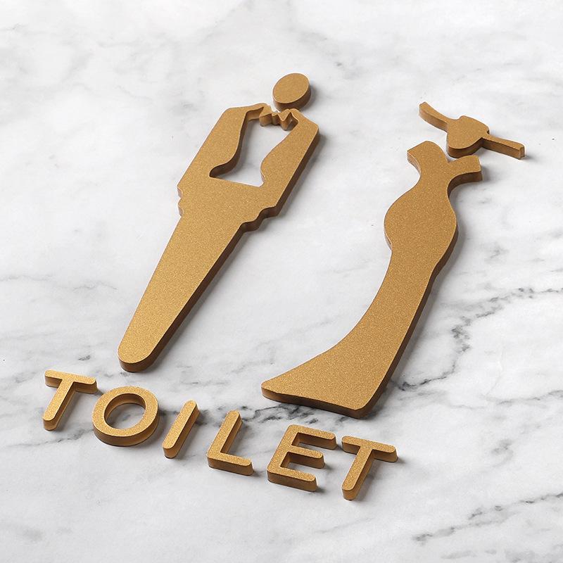 Modern Acrylic Bathroom Sign 3D Restroom Door Sticker For Hotels Offices Public Spaces 6