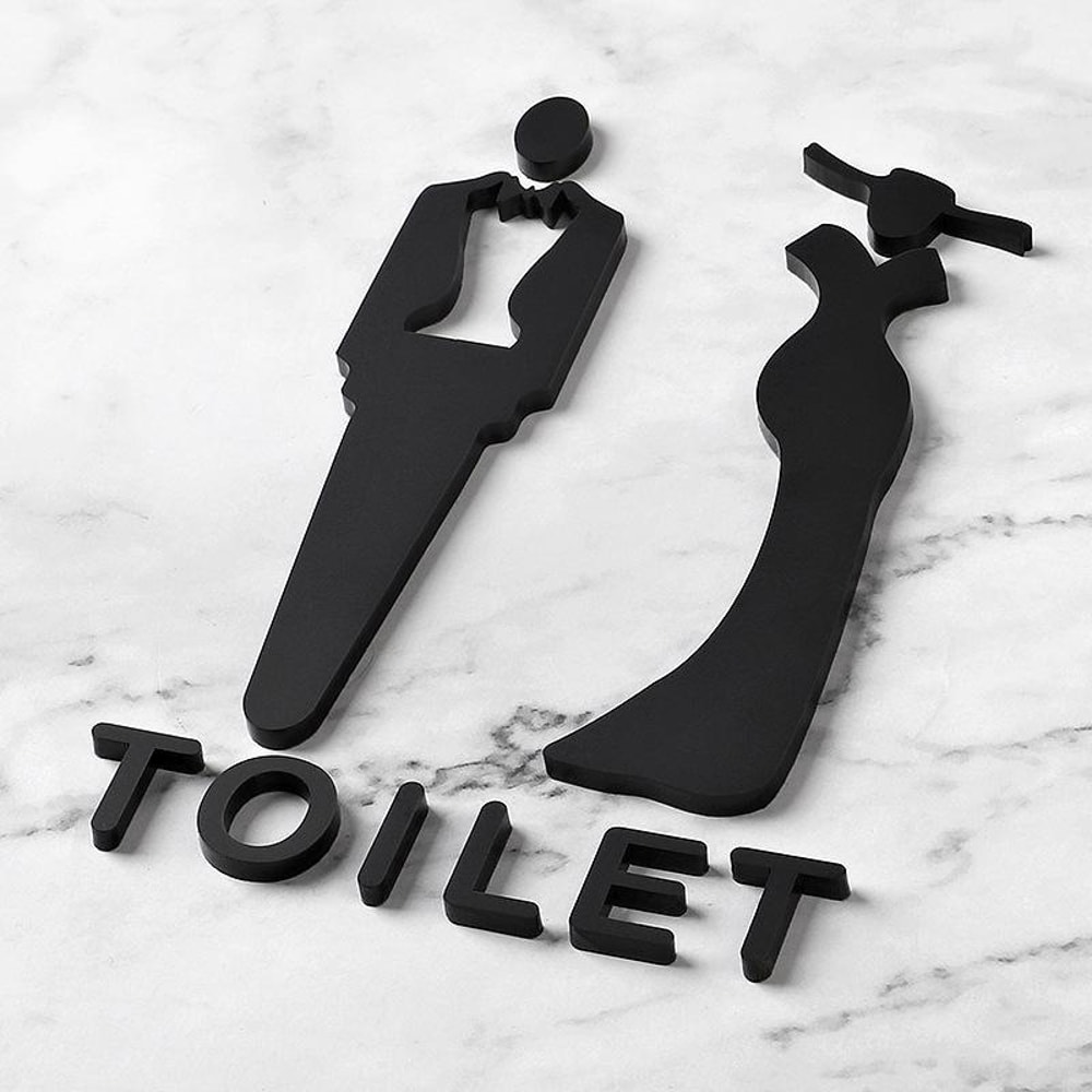 Modern Acrylic Bathroom Sign 3D Restroom Door Sticker For Hotels Offices Public Spaces 5