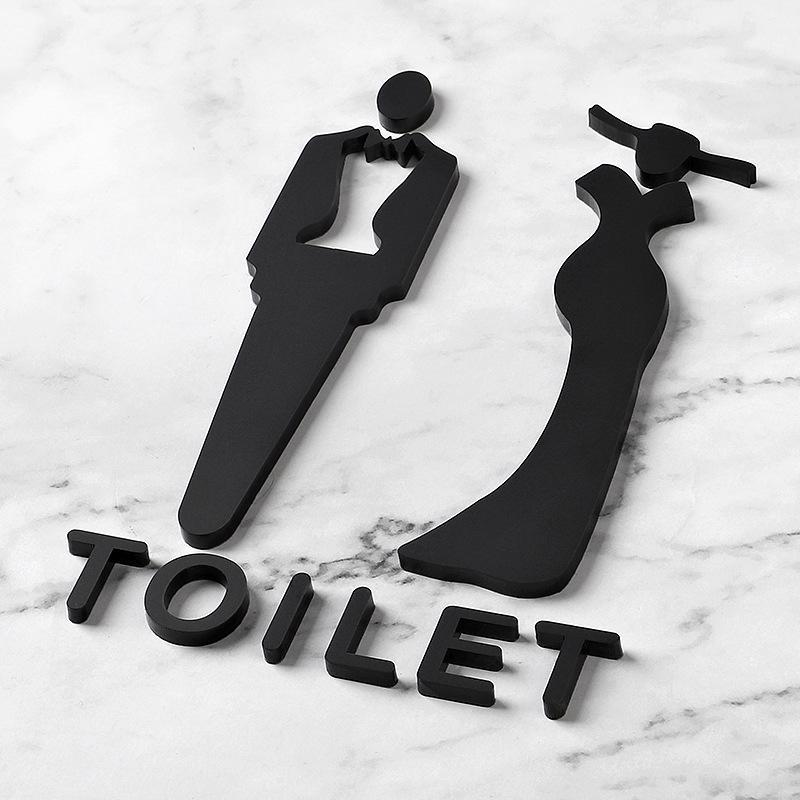 Modern Acrylic Bathroom Sign 3D Restroom Door Sticker For Hotels Offices Public Spaces 5