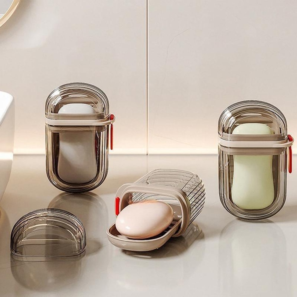 Portable Travel Soap Case With Leakproof Lid Double Drain Drainable Soap Holder 1