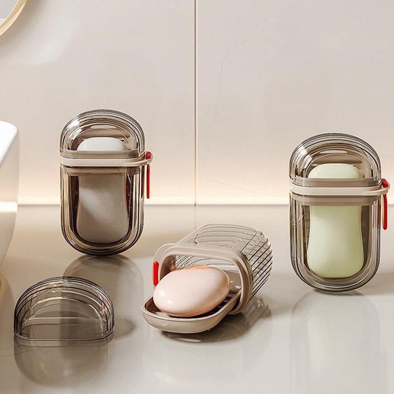 Portable Travel Soap Case With Leakproof Lid Double Drain Drainable Soap Holder 1