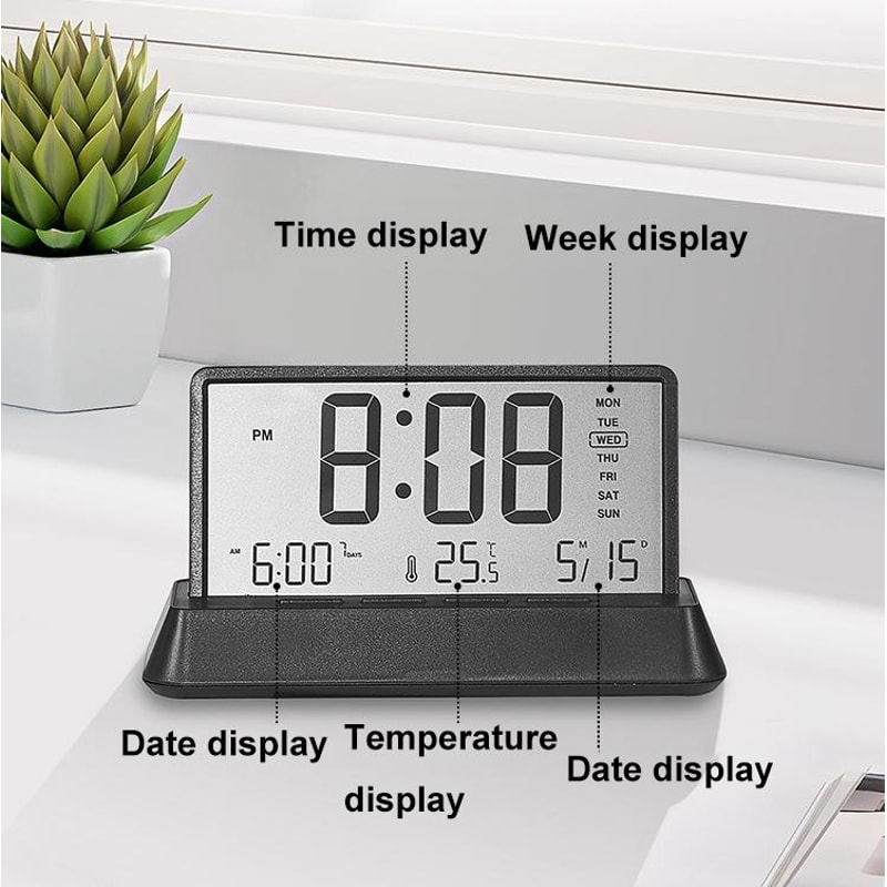Smart LED Digital Alarm Clock With Temperature Display Date Snooze Function 3