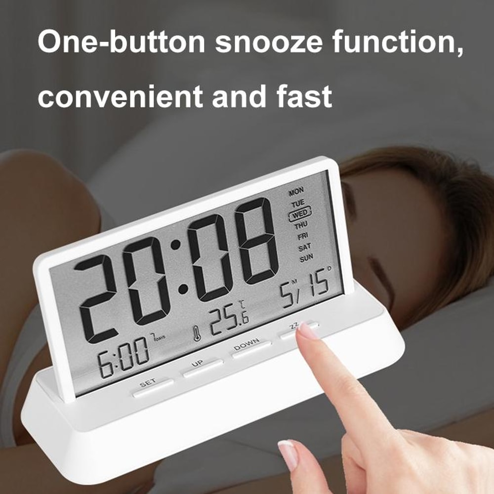 Smart LED Digital Alarm Clock With Temperature Display Date Snooze Function 5