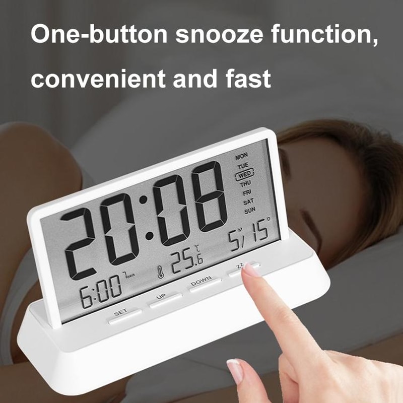 Smart LED Digital Alarm Clock With Temperature Display Date Snooze Function 5