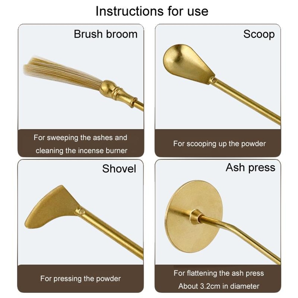 Brass Incense Tool Set for Ash Pressing and Aromatherapy Rituals