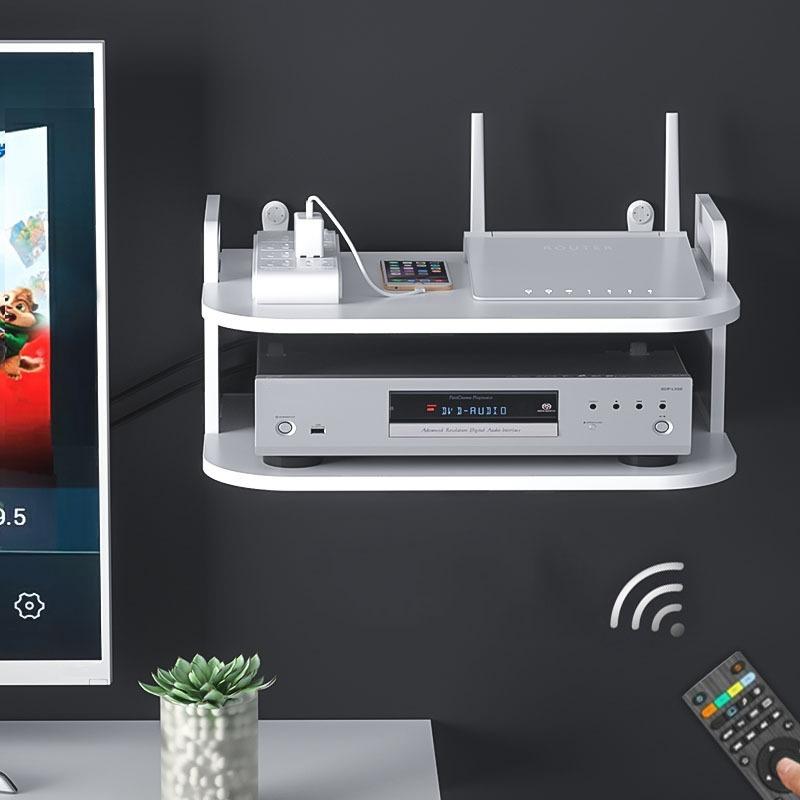 Modern Wall Mounted Projector Shelf Set Top Box Organizer With Cable Management 0