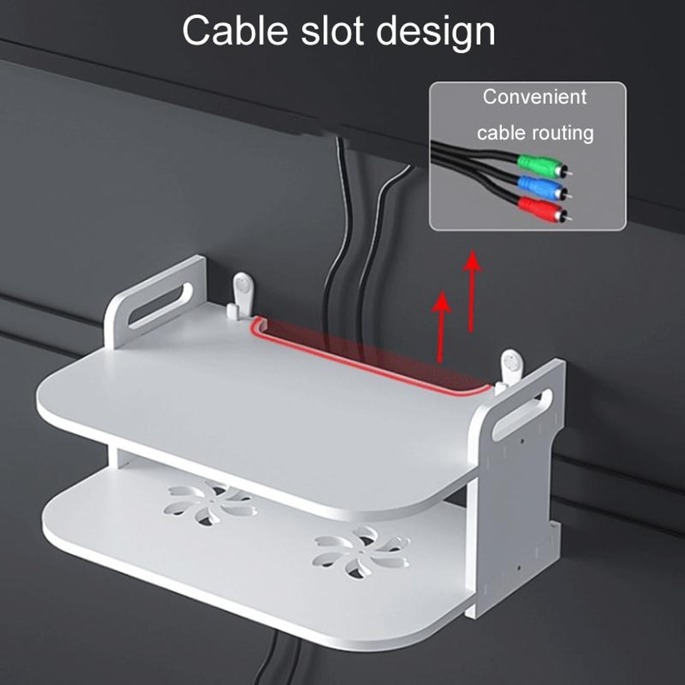 Modern Wall Mounted Projector Shelf Set Top Box Organizer With Cable Management 5