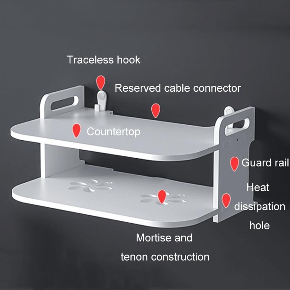 Modern Wall Mounted Projector Shelf Set Top Box Organizer With Cable Management 7