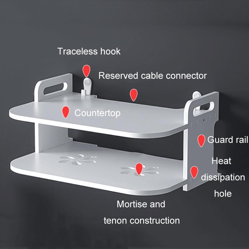 Modern Wall Mounted Projector Shelf Set Top Box Organizer With Cable Management 7