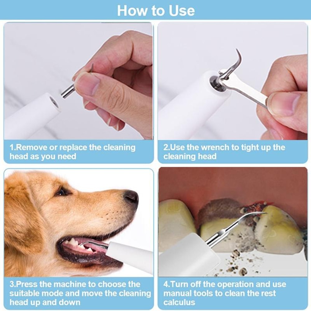 Ultrasonic Dog Teeth Cleaner USB Rechargeable Pet Dental Cleaner For Plaque Tartar Removal 3