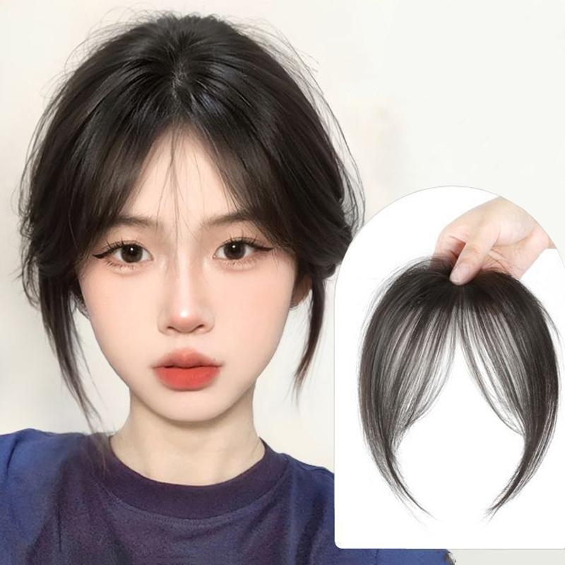 Invisible Clip In Hair Bangs Extension For Women Natural Fluffy Face Framing Wig Piece 0