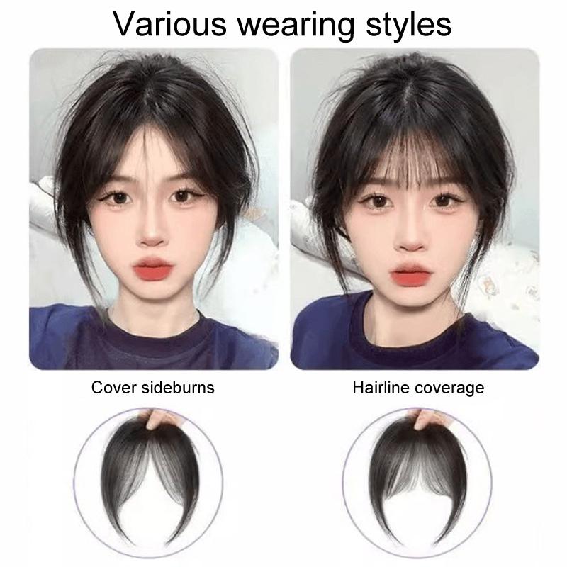 Invisible Clip In Hair Bangs Extension For Women Natural Fluffy Face Framing Wig Piece 2