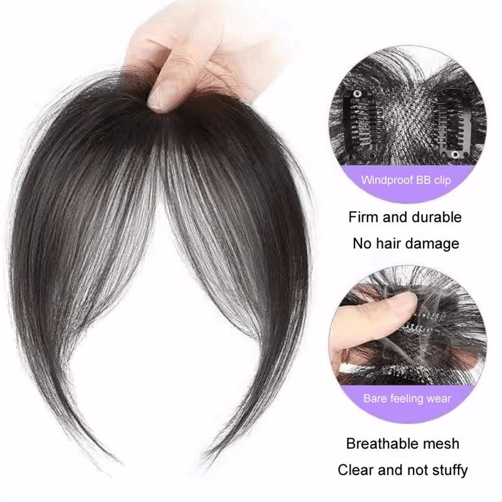 Invisible Clip In Hair Bangs Extension For Women Natural Fluffy Face Framing Wig Piece 3