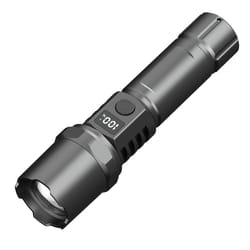 rechargeable led flashlight with lcd power display & zoom focus