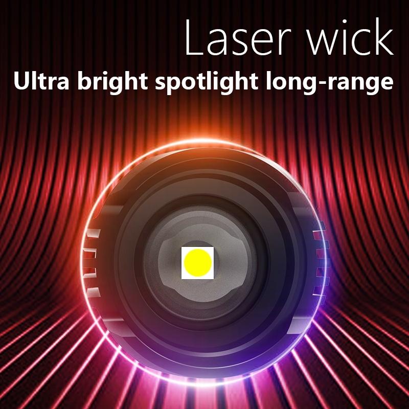 Rechargeable LED Flashlight with LCD Power Display & Zoom Focus