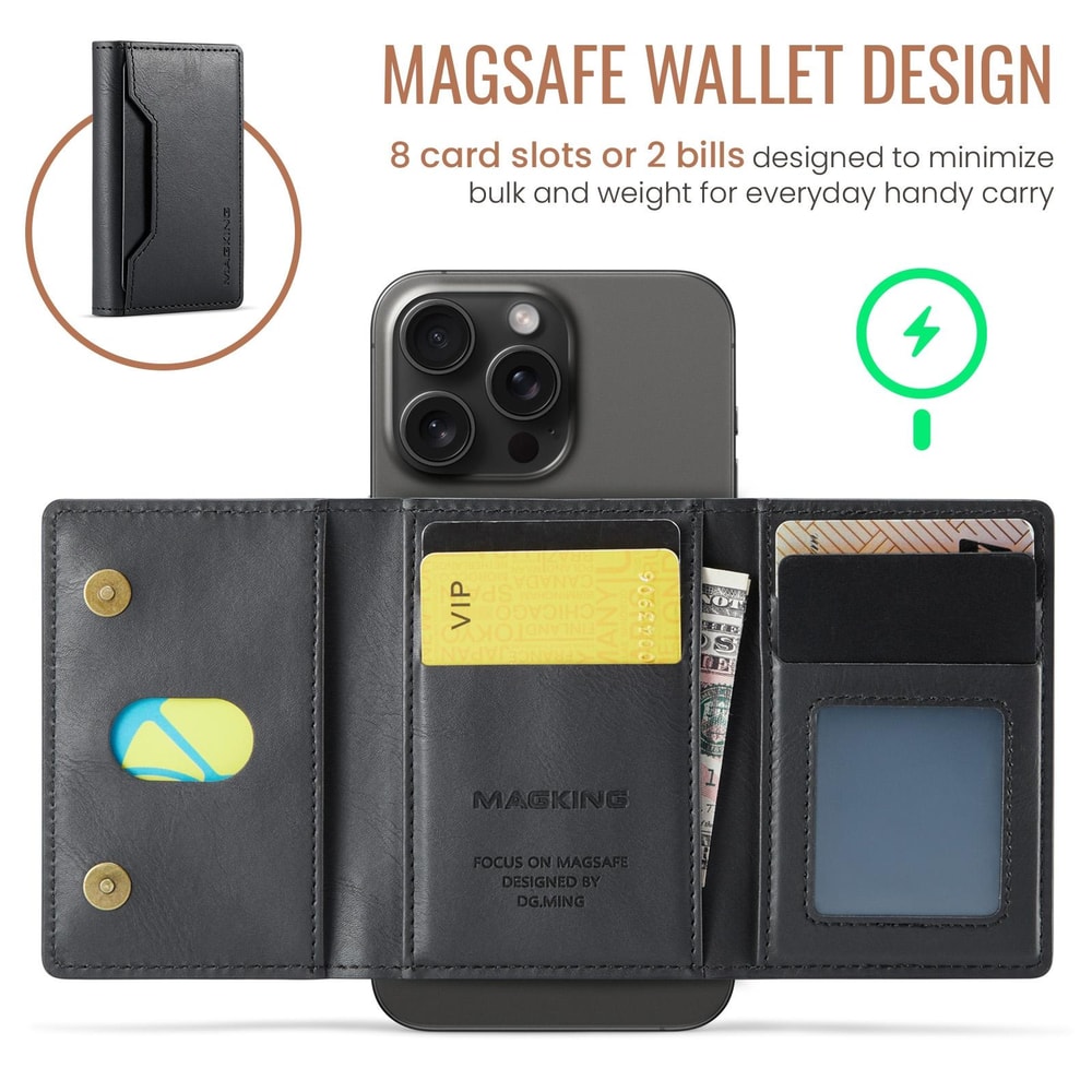 MagSafe RFID Wallet Card Holder Leather Phone Stand Case 4