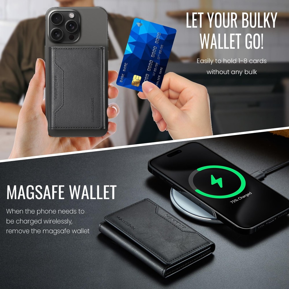 MagSafe RFID Wallet Card Holder Leather Phone Stand Case 5