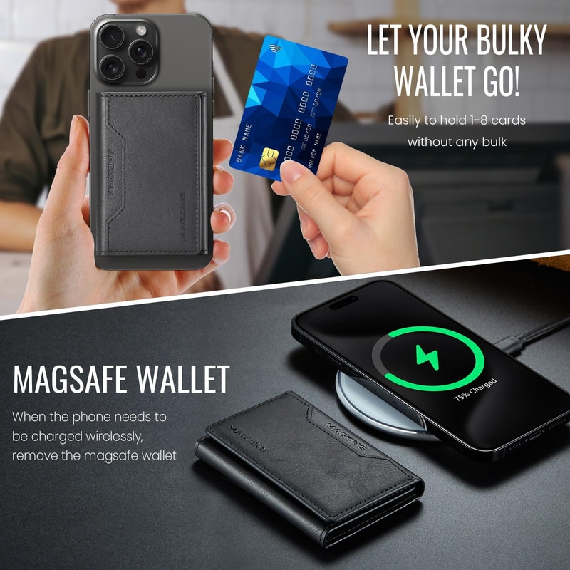 MagSafe RFID Wallet Card Holder Leather Phone Stand Case 5