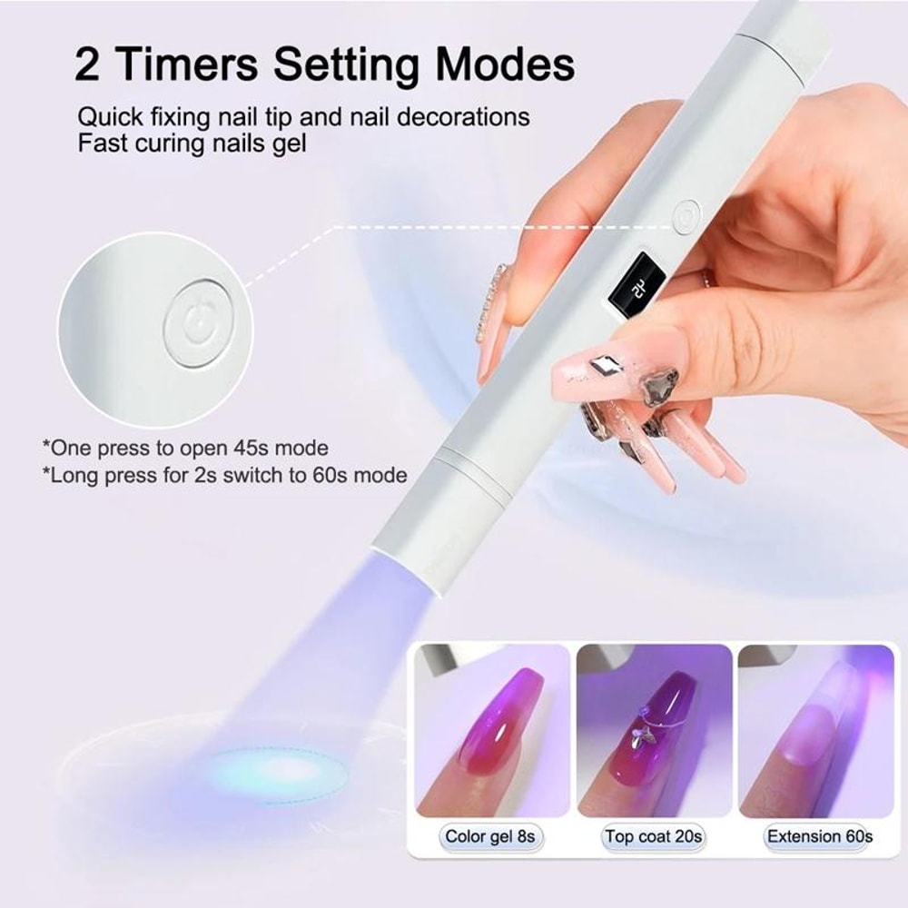 Portable UV LED Nail Lamp With Timer Display And Rechargeable Mini Nail Dryer 8