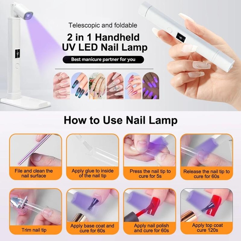 Portable UV LED Nail Lamp With Timer Display And Rechargeable Mini Nail Dryer 10