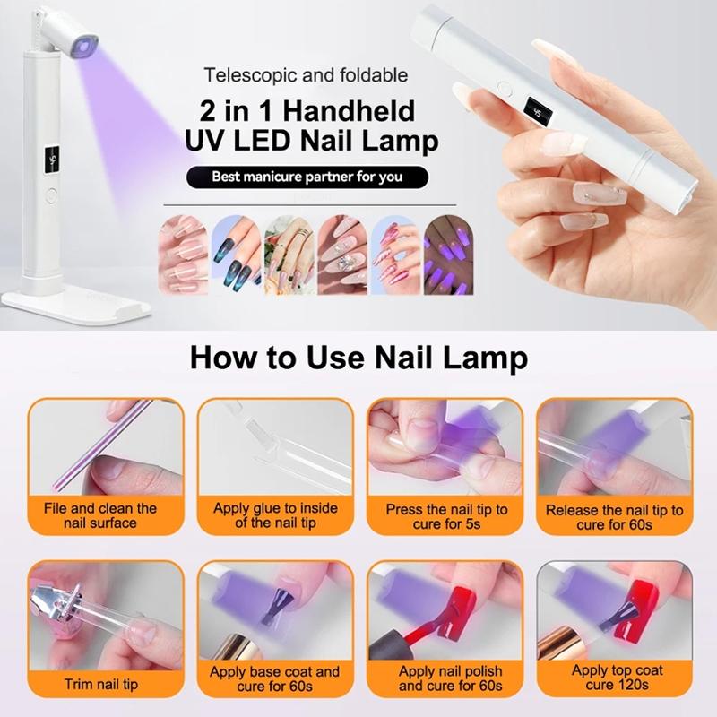 Portable UV LED Nail Lamp With Timer Display And Rechargeable Mini Nail Dryer 10