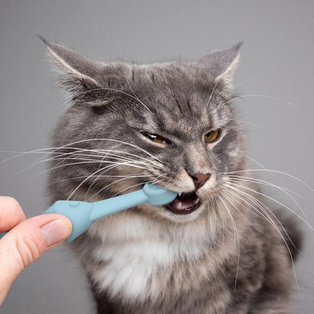 DualSided Pet Toothbrush Set For Cats Dogs Soft Silicone Dog Toothbrush Cleaner 2