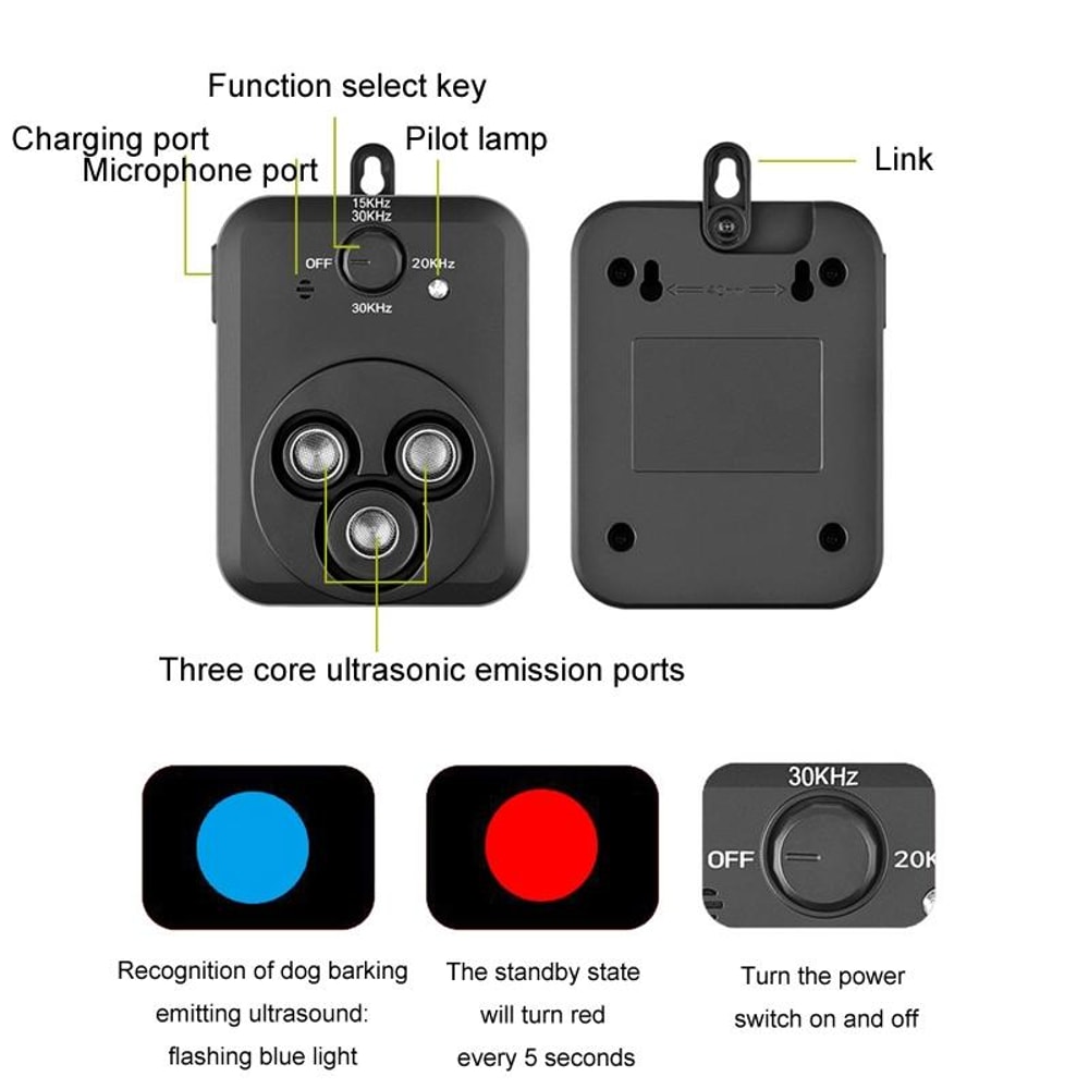 Ultrasonic Bark Control Device For Outdoor Dog Training Noise Reduction 2