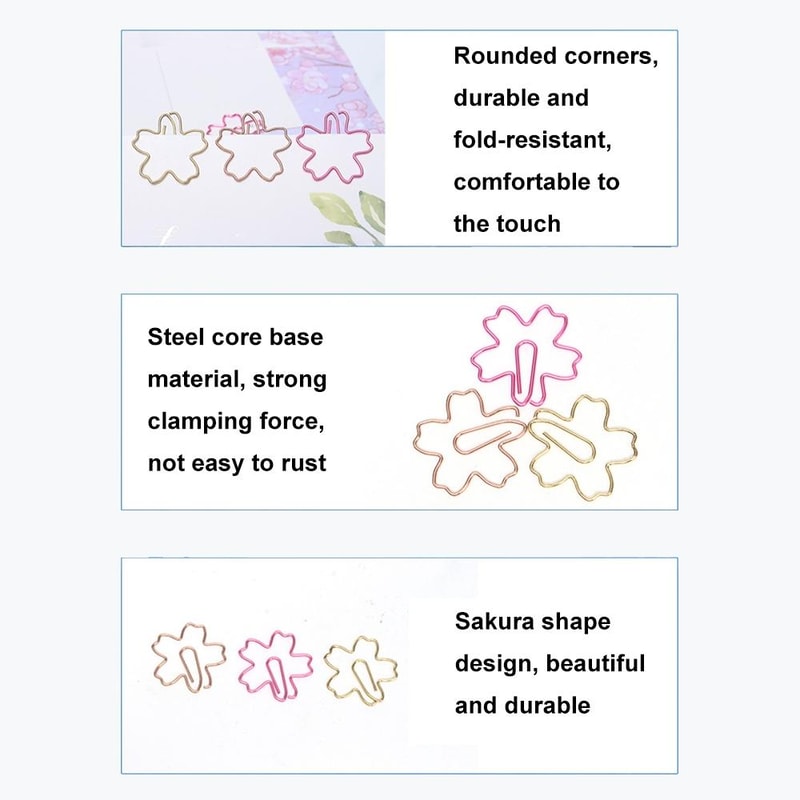 10PCS Blossom Paper Clips Decorative Metal Bookmark Clips for File Organization