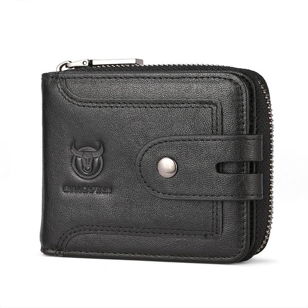 Vintage RFID Blocking Leather Wallet For Men With Zipper Card Holder 10
