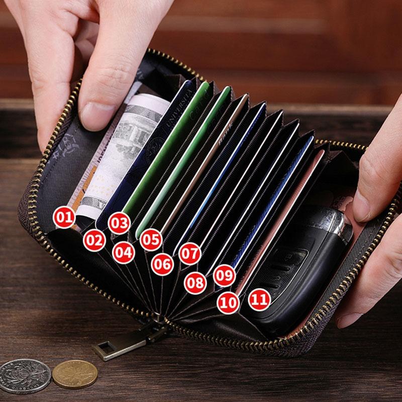 RFID Blocking Leather Card Holder Wallet With Multi Card Slots For Men And Women 8
