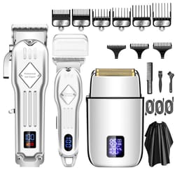 professional hair clipper set for men with rechargeable trimmer & electric shaver kit