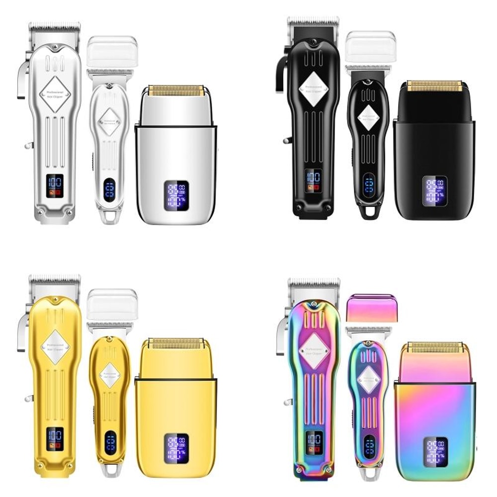 Professional Hair Clipper Set for Men with Rechargeable Trimmer & Electric Shaver Kit