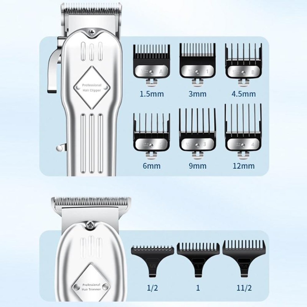 Professional Hair Clipper Set for Men with Rechargeable Trimmer & Electric Shaver Kit