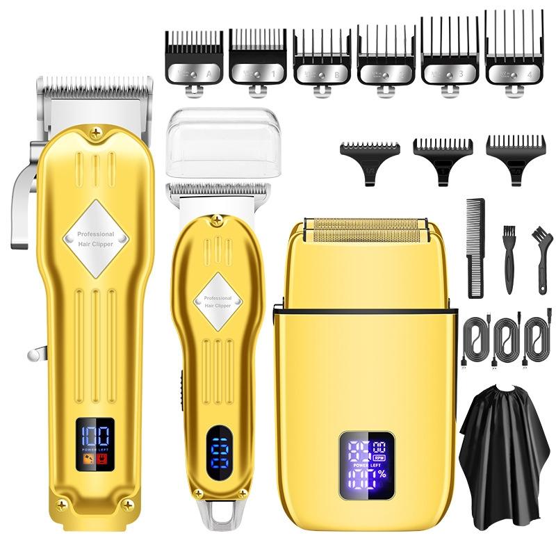 Professional Hair Clipper Set for Men with Rechargeable Trimmer & Electric Shaver Kit