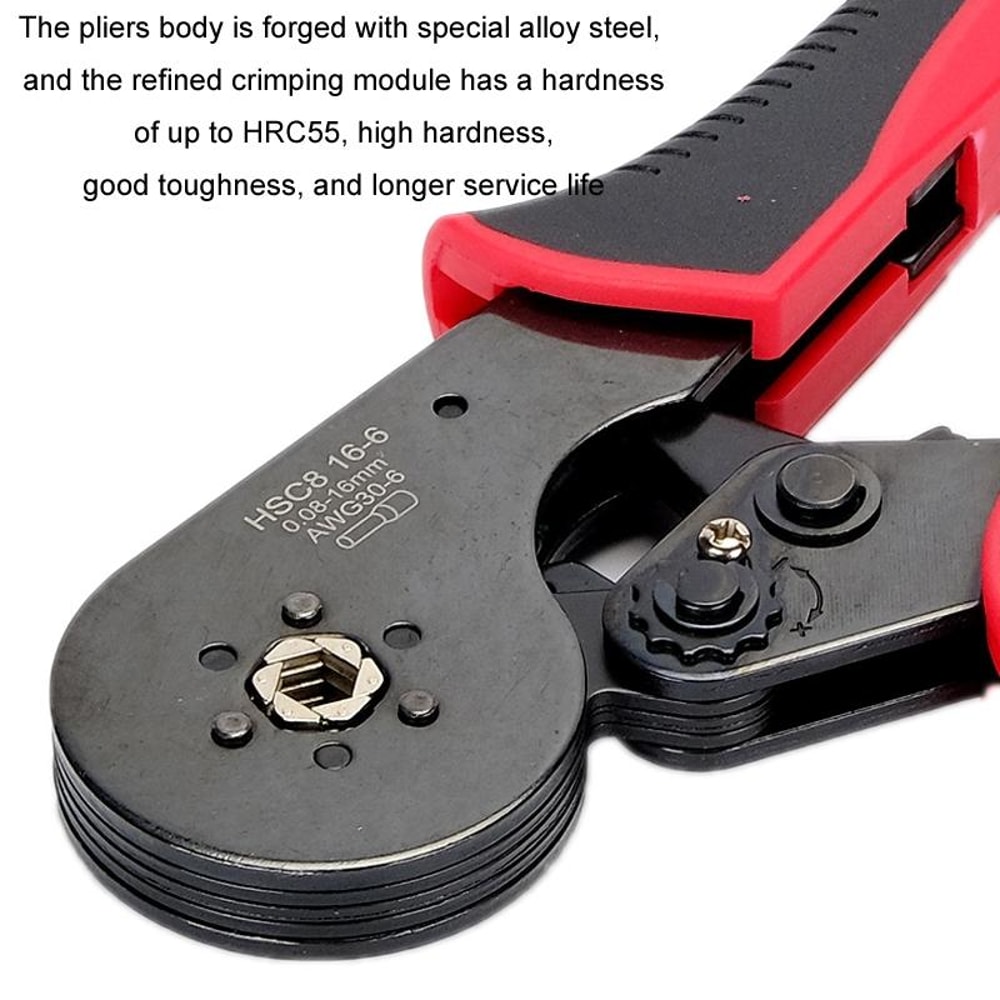 European Hex Crimping Pliers For VE Wire Ferrules With Adjustable Pressure Handle 2