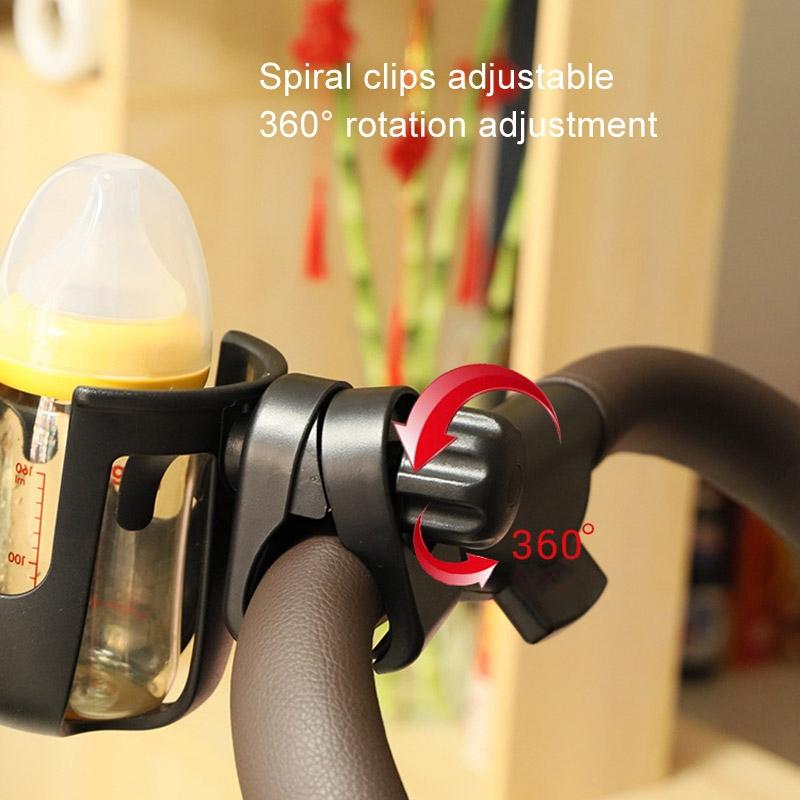 Universal Adjustable Stroller Cup Phone Holder Accessory With Bottle Rack 2