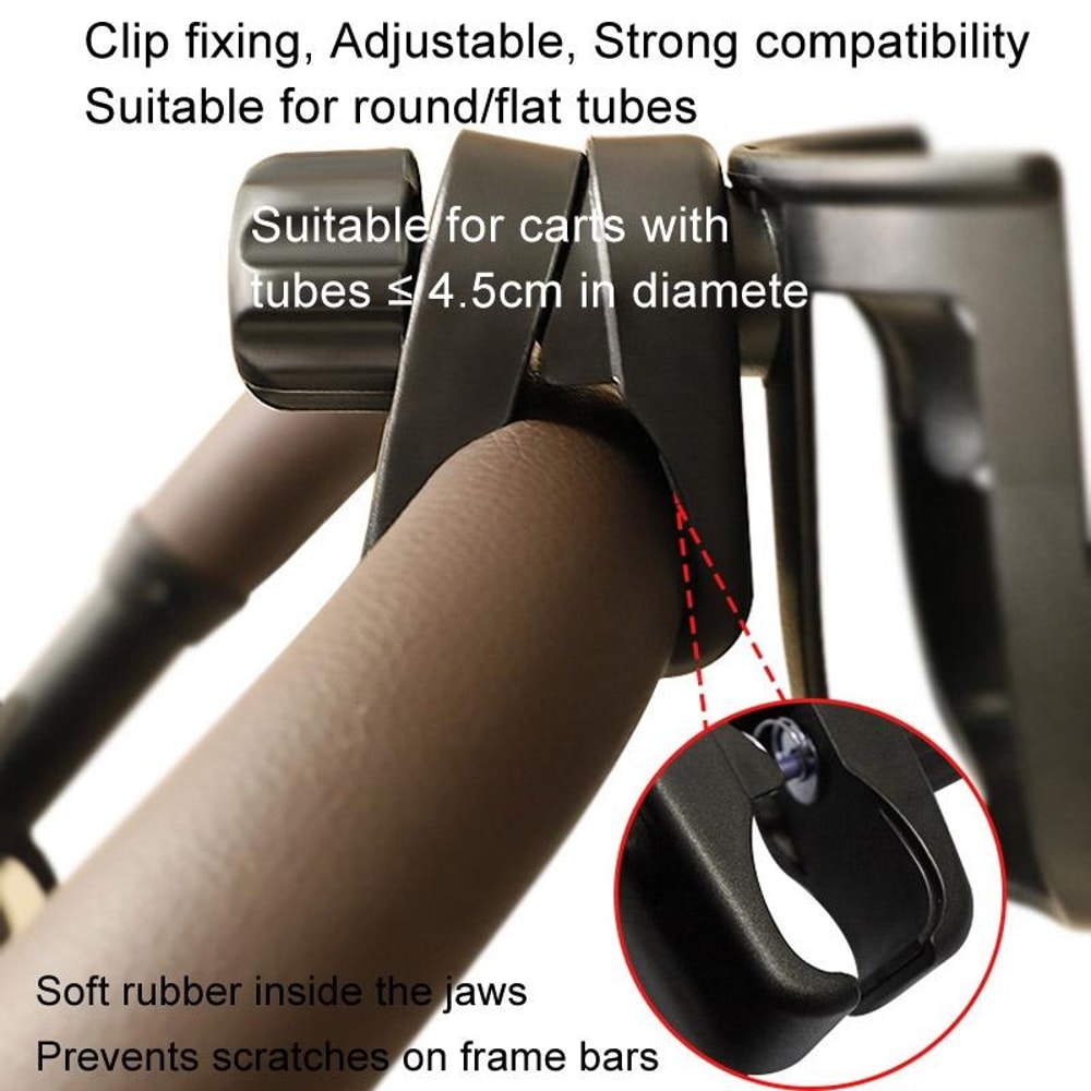Universal Adjustable Stroller Cup Phone Holder Accessory With Bottle Rack 4
