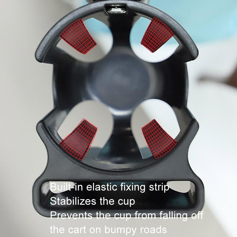 Universal Adjustable Stroller Cup Phone Holder Accessory With Bottle Rack 6
