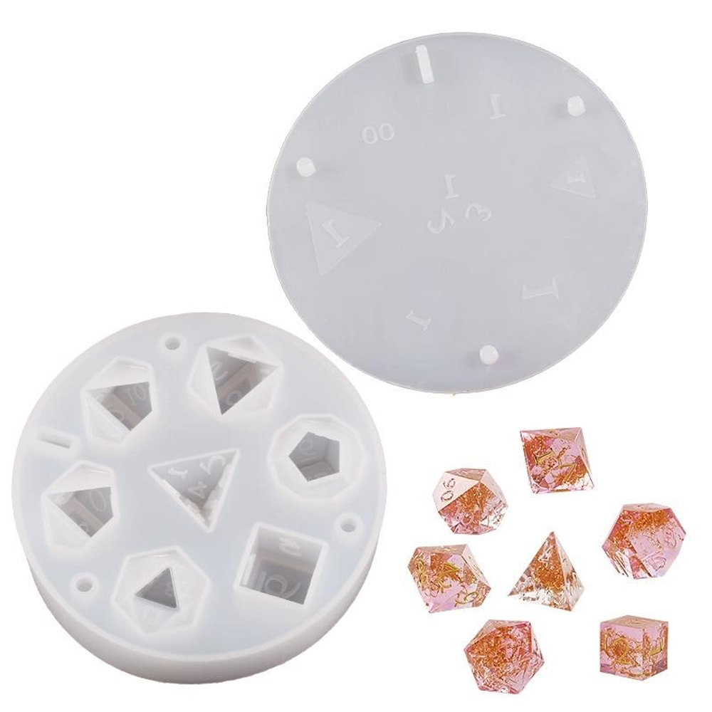 7 Cavity Premium Silicone Resin Dice Mold Kit For Polyhedral Dice Crafting 1