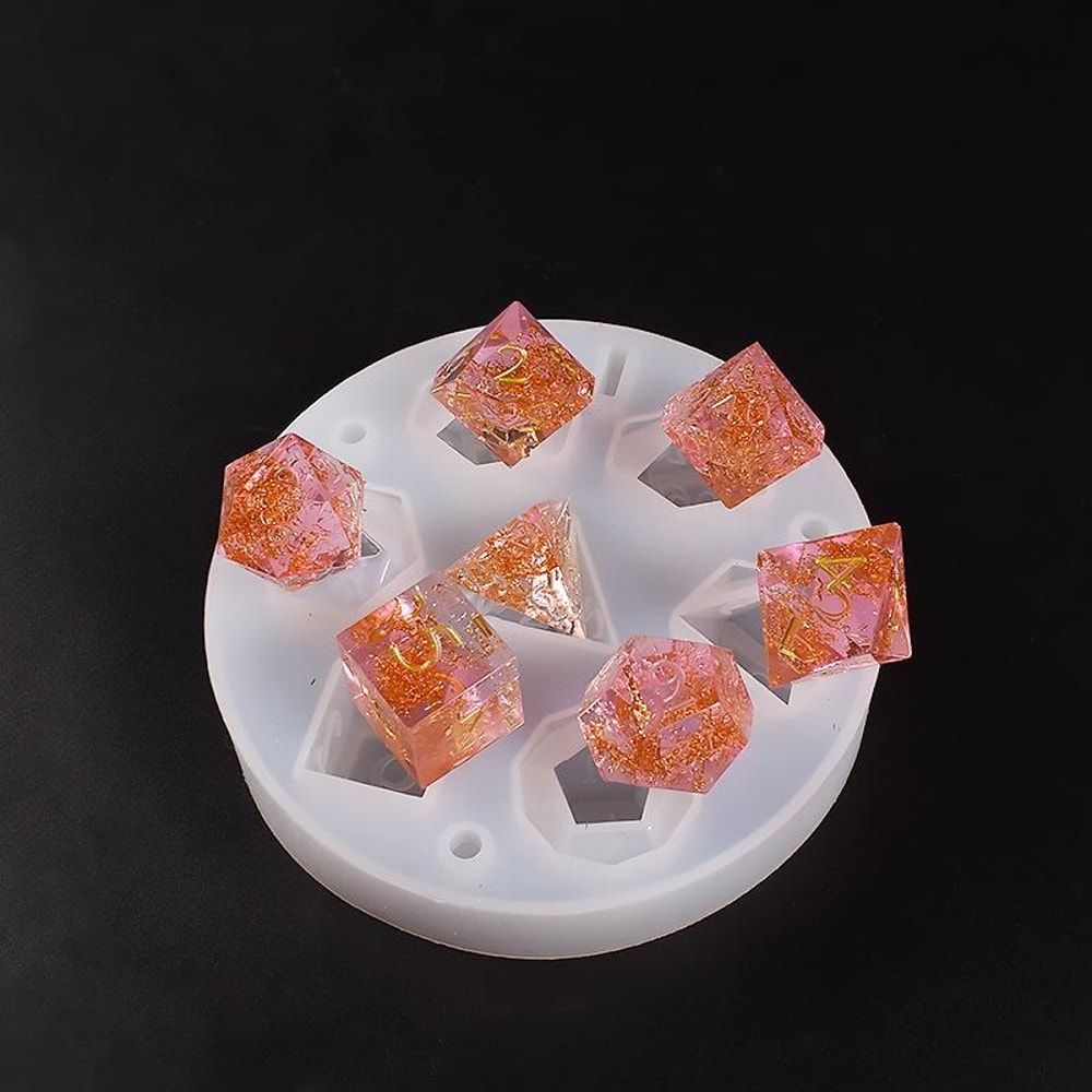 7 Cavity Premium Silicone Resin Dice Mold Kit For Polyhedral Dice Crafting 5