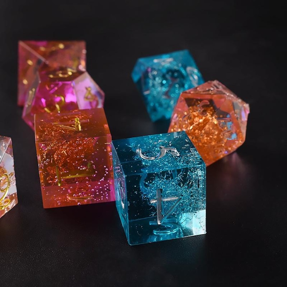 7 Cavity Premium Silicone Resin Dice Mold Kit For Polyhedral Dice Crafting 6